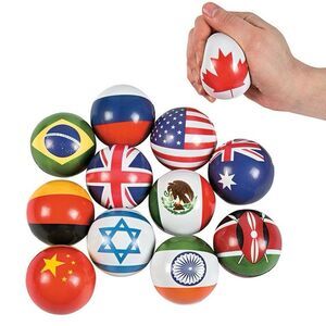 Oriental Trading Co. Around The World Countries Foam Stress Balls Set of 12. NEW